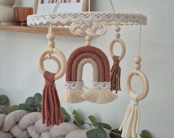 Macrame Mobile | Cloud | Rainbow | Baby | Newborn Gift | Rose