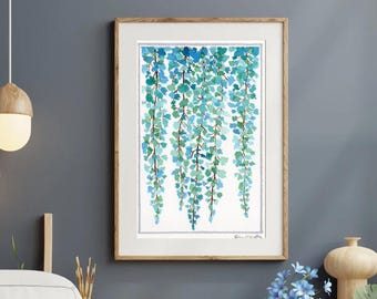 "Aquarell ""Wisteria"" Druck, Ungerahmt."