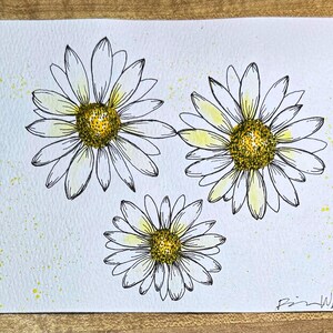 5x7 Original Watercolor Painting ‘Pushing Daisies’ Unframed, Watercolor & Ink Art, Watercolor Wall Decor, Floral Art, Daisy Art