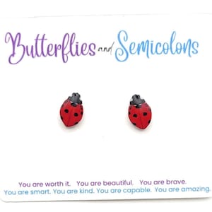 Ladybug Earrings with Semicolons-Suicide Prevention-Mental Health Awareness