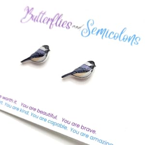 Carolina Chickadee Stud Earrings-Birding Stud Earrings-Handcrafted Carolina Chickadee Earrings - Unique Bird Lover Gift