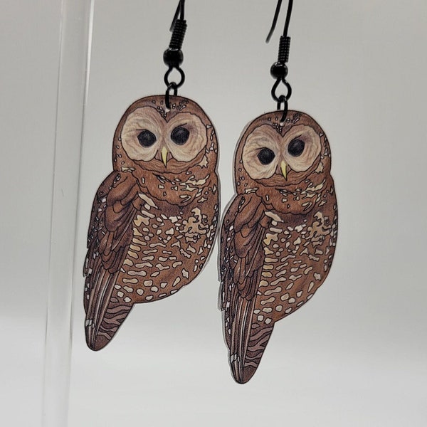 Spotted Owl Earrings with Semicolons-Brown Owl-Suicide Prevention-Mental Health Awareness