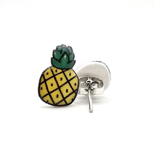 Tropical Pineapple Stud Earrings--Miniature Fruit Accessories--Hypoallergenic Titanium Posts image 3