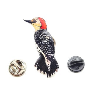 Red Bellied Woodpecker Resin Pin- Nature Inspired Brooch-Metal & Rubber Backing Included