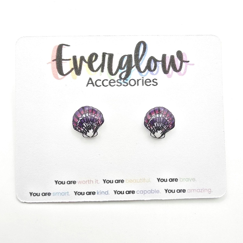 Purple Shell Earrings Etsy