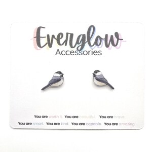 Carolina Chickadee Stud Earrings: Handcrafted Bird Lover Gift