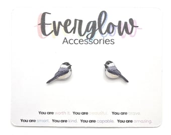 Carolina Chickadee Stud Earrings: Handcrafted Bird Lover Gift
