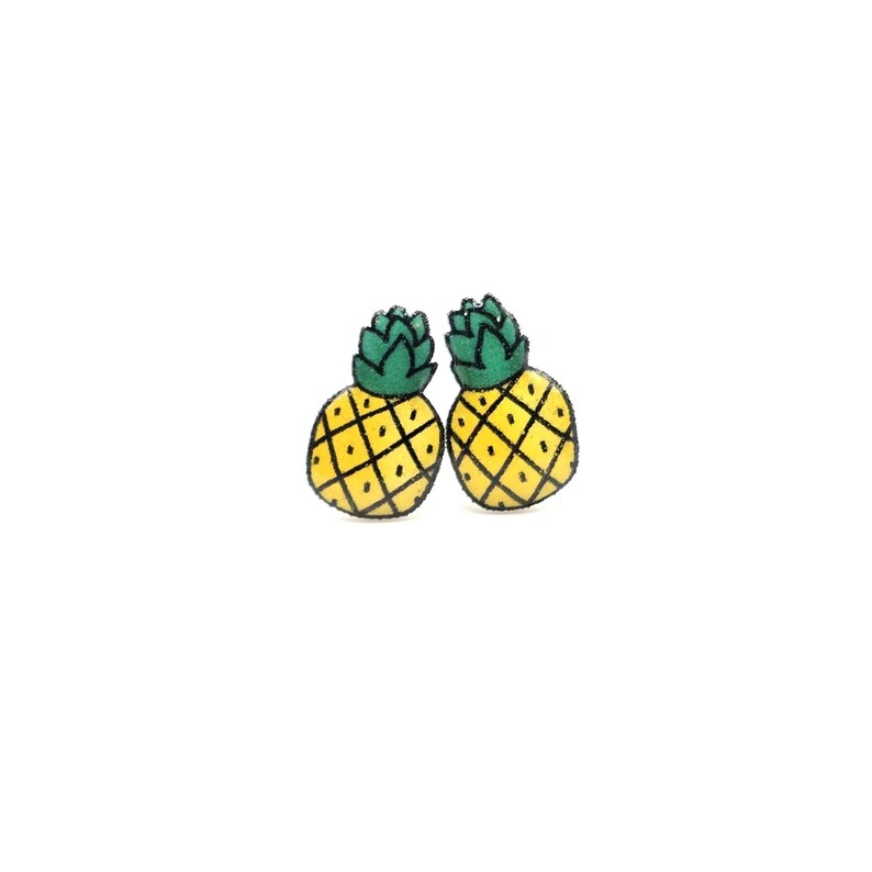 Tropical Pineapple Stud Earrings--Miniature Fruit Accessories--Hypoallergenic Titanium Posts image 5