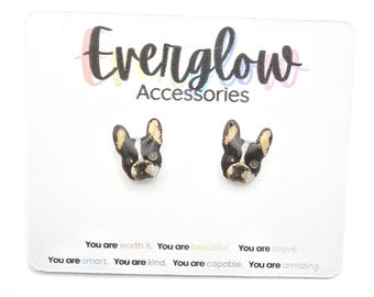 French Bulldog Stud Earrings: Hypoallergenic Stainless Steel Posts
