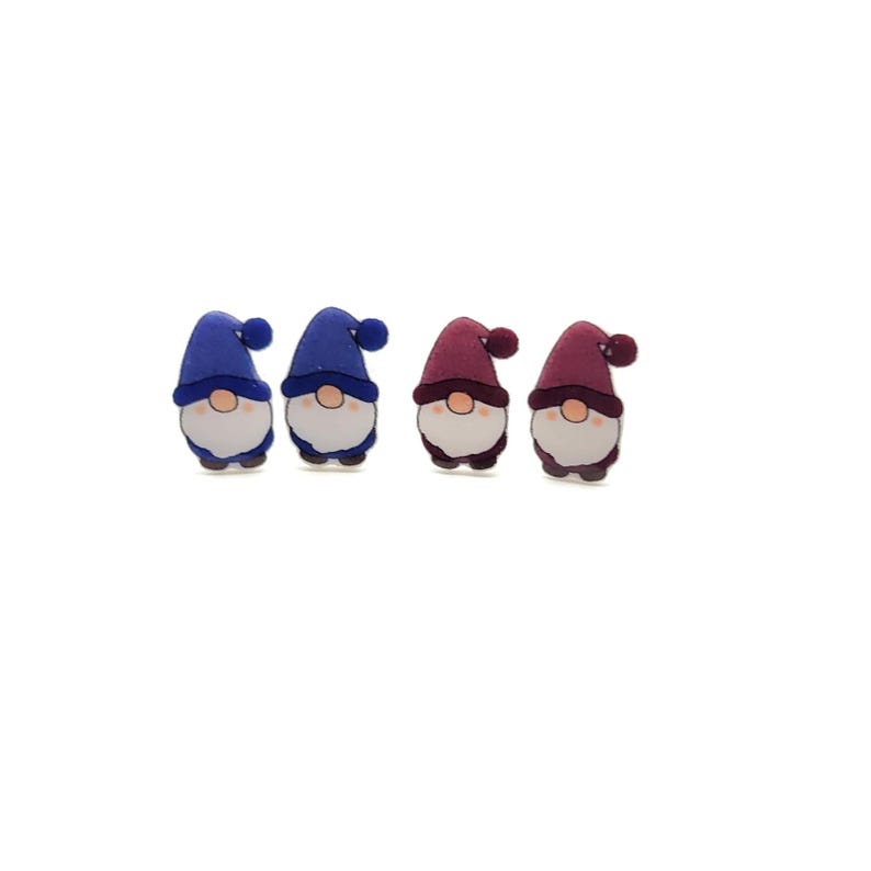 Garden Gnome Stud Earrings on Hypoallergenic Stainless Steel Posts