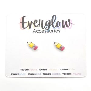 Mini Pencil Stud Earrings: Hypoallergenic Titanium Teacher Jewelry