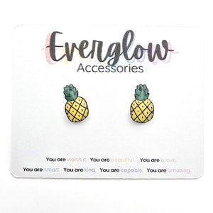 Tropical Pineapple Stud Earrings--Miniature Fruit Accessories--Hypoallergenic Titanium Posts