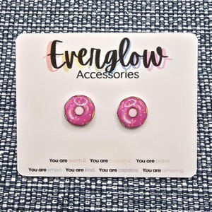 Sprinkled Donut Stud Earrings-Pink Donut Stud Earrings