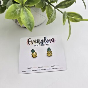 Tropical Pineapple Stud Earrings--Miniature Fruit Accessories--Hypoallergenic Titanium Posts image 7