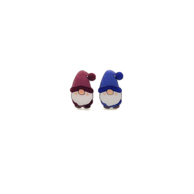 Garden Gnome Stud Earrings on Hypoallergenic Stainless Steel Posts