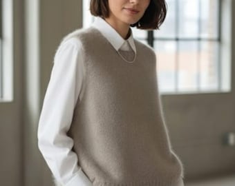 Hand Knitted Mohair Silk Slipover: Fluffy Vest for Women Sleeveless Sweater
