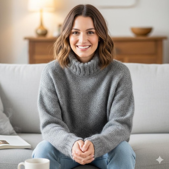 Hand knitted Alpaca Sweater | Oversized Turtleneck Sweater | Unisex Jumper