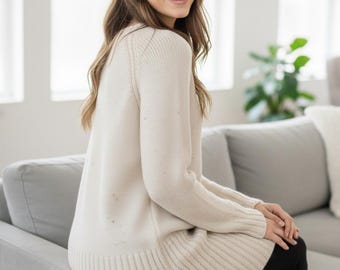Hand Knitted Alpaca Tunic Long Sweater Woolen Dress Wool Dress