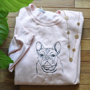 Bulldog Embroidered Crew Sweatshirt - Jerzees - Animals Dog Embroidery Crewneck French Frenchie