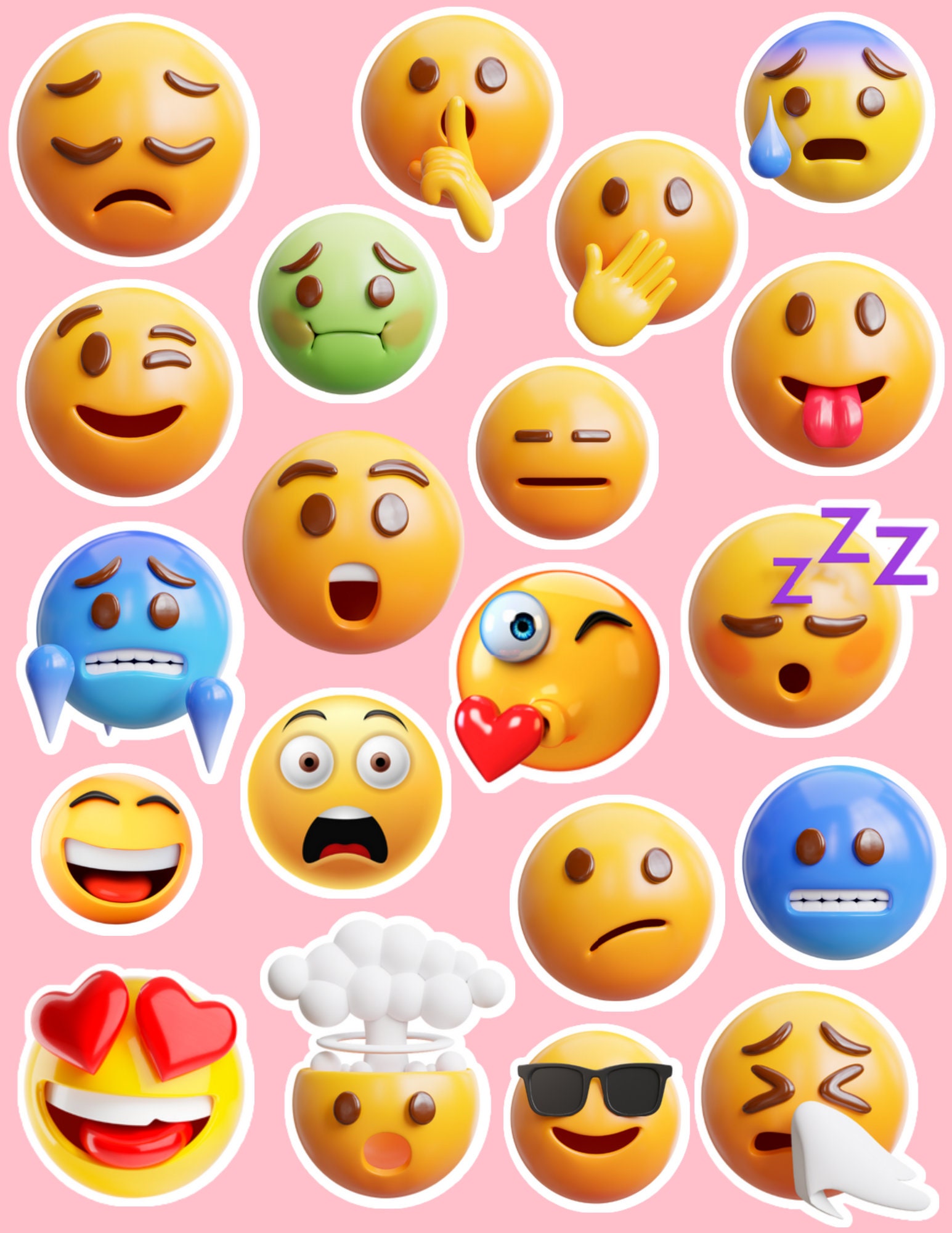Fun Printable Emoji Stickers for Any Use Mood Stickers PDF & Etsy