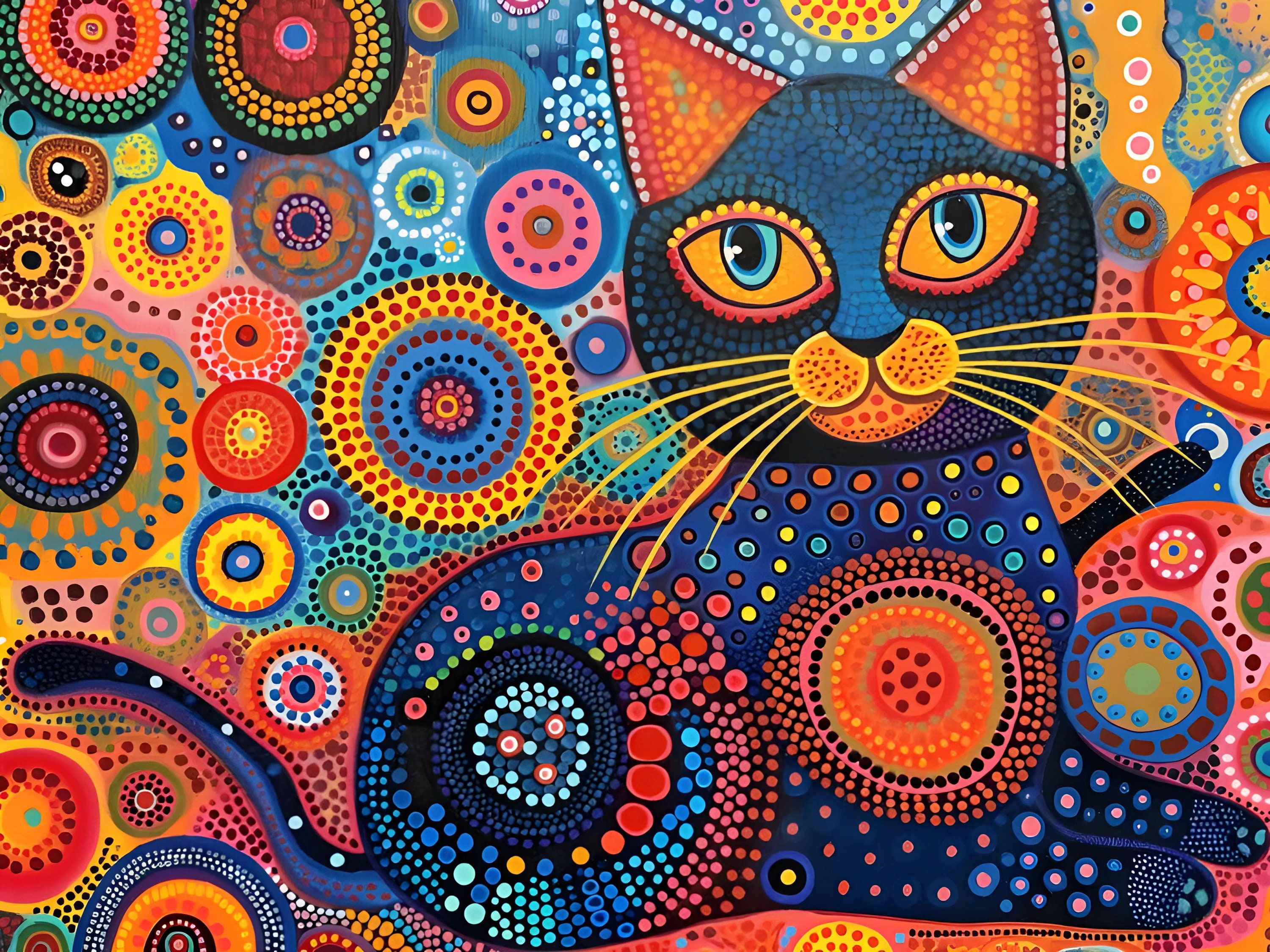 絵画 kitty-cornered\" RARE Original 1960s BIG Eyed Cat Print Funky Framed Mid
