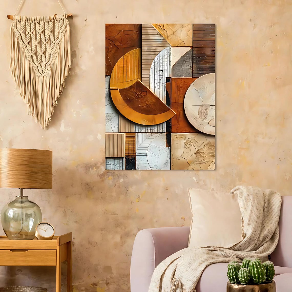 Textured Abstract Print Style in High Resolution, Warm & Inviting
