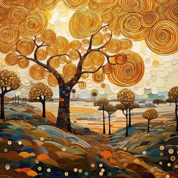 Select Gustav Klimt Landscapes in 25K! Set of 5. Print on Demand