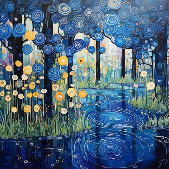 Digital Art Downloads Inspired by Klimt - Set of 5 Landscape Prints for Instant Home Decoration, 30K Quality High Resolution