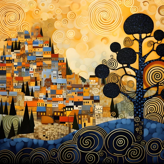 Incredible Gustav Klimt Inspired Landscapes in 5K! Set of 5. Print