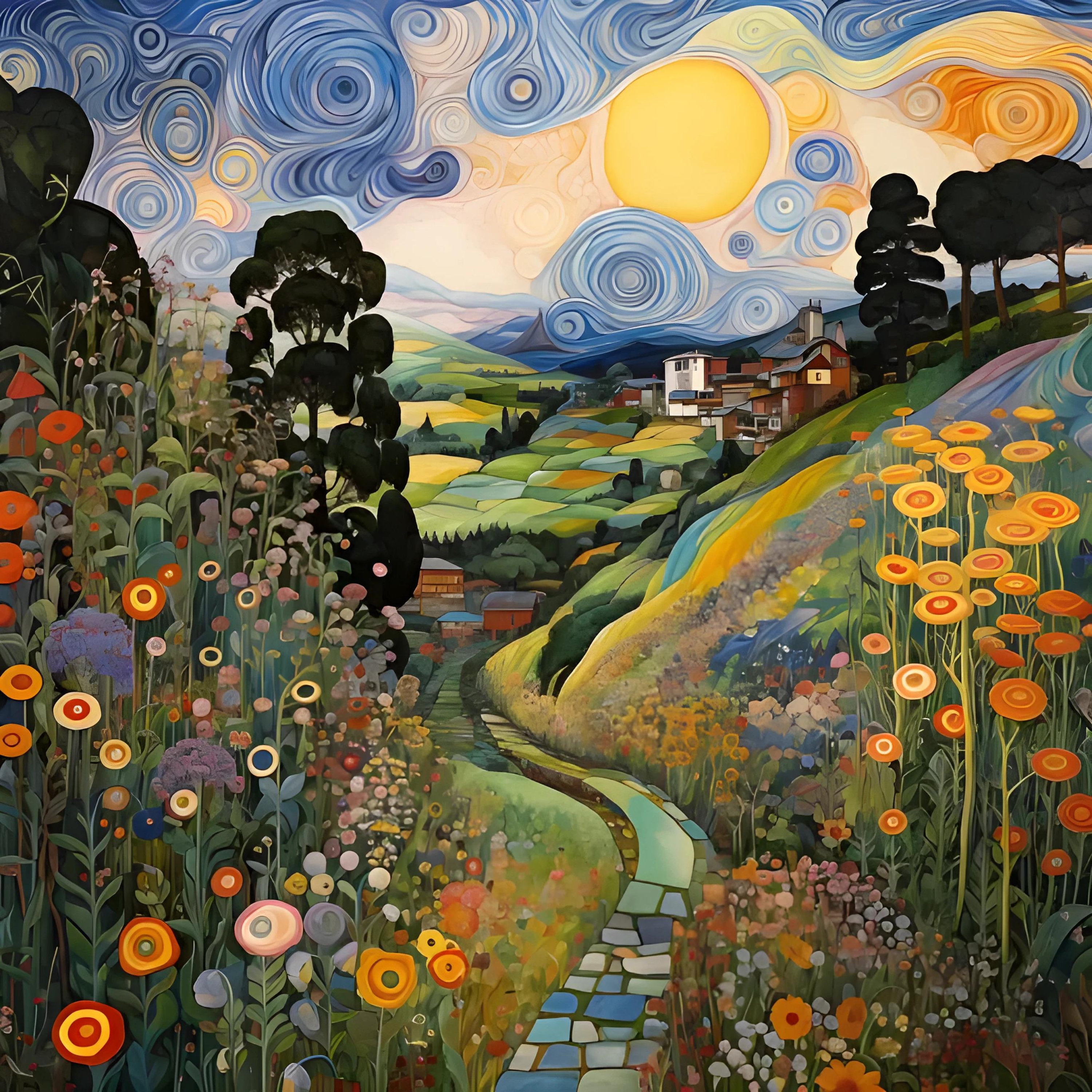 Set of 5 in 25K! Remarkable Gustav Klimt Inspired Landscapes