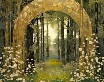 Amazon.com: Gustav Klimt-Blooming field 1909 Canvas Wall Art