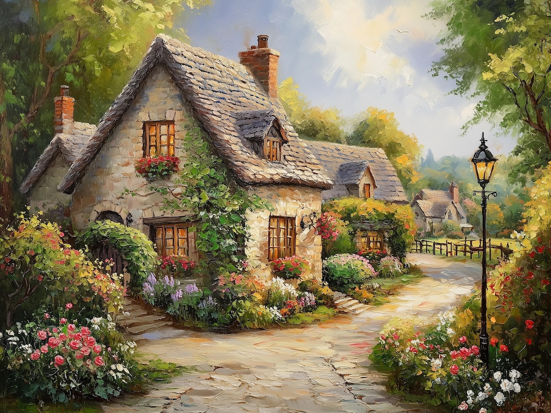 English Cottage Art Prints Set of 5, Country Garden Wall Decor ...