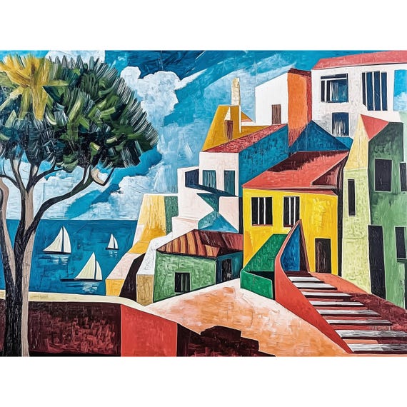Set of 5 Picasso-inspired Mediterranean Landscape Art Prints