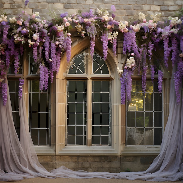 Beautiful, Lilac and Lavender Floral Wedding Backdrops in 5K!  Set of 5