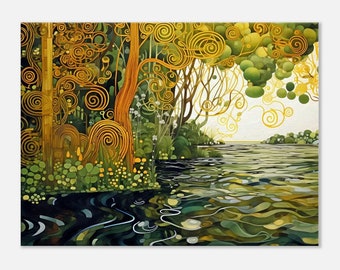 Extraordinary Gustav Klimt Style Canvas, Gustav wall art, Canvas masterpiece,Klimt Exclusive Landscape, big wall art, large canvas art,boho