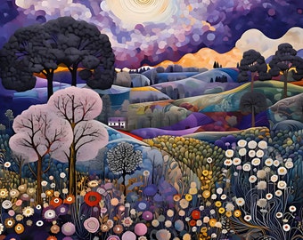 Incredible Gustav Klimt Inspired Landscapes in 5K!  Set of 5, digital download, Gustav garden scene, printable art, Klimt style scene