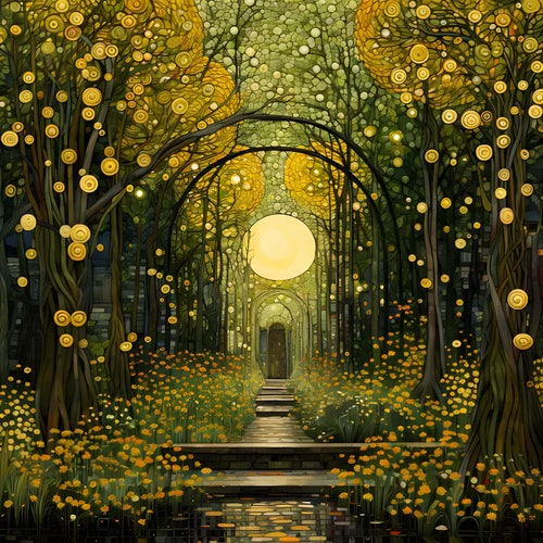 Gustav Klimt Landscapes in 25K! Set of 5. Print on Demand, Instant