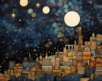 Exclusive Klimt Style Landscapes in 25K!  Set of 5.  Print on demand, instant download. Gustav inspired for modern home decor.  Digital boho