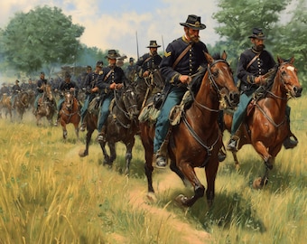 Civil War Art Print Set - American Civil War Decor - Military History Wall Art - Battle Scene Prints - Digital Download Vintage Style Art