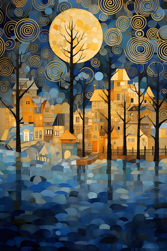 Gustav Klimt Inspired Landscape Set in 20K! Print on Demand