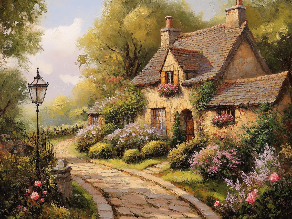 English Cottage Art Prints Set of 5, Country Garden Wall Decor ...