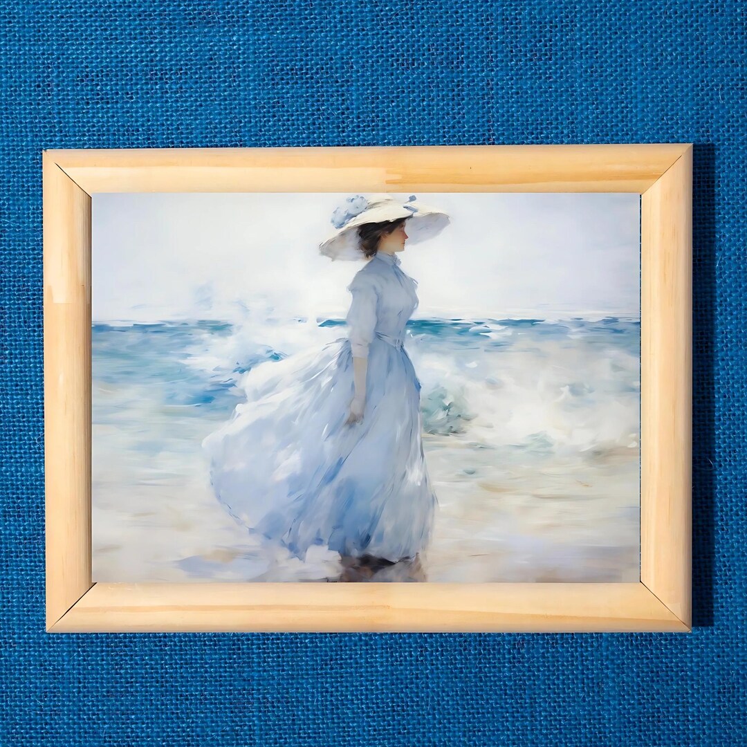 Fashion Figure At The Seaside 1931 Painting With Wood Photo Frame (Multicolor) main image 1