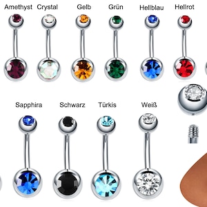 Belly Button Piercing 316L Surgical Steel Crystal Belly Button Ring / Silver / Rose Gold /Gold/ Navel Piercing / Navel Ring image 1