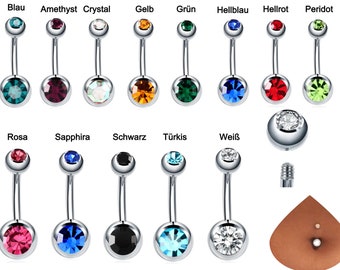 Belly Button Piercing 316L Surgical Steel Crystal Belly Button Ring / Silver / Rose Gold /Gold/ Navel Piercing / Navel Ring