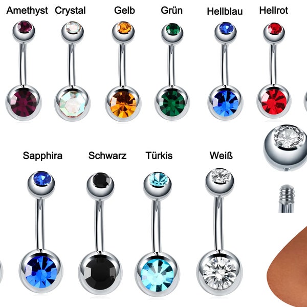 Belly Button Piercing 316L Surgical Steel Crystal Belly Button Ring / Silver / Rose Gold /Gold/ Navel Piercing / Navel Ring