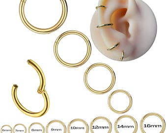 Segment ring piercing ring helix piercings 316L surgical steel gold - universal hinge segment for septum, nose, lip, ear