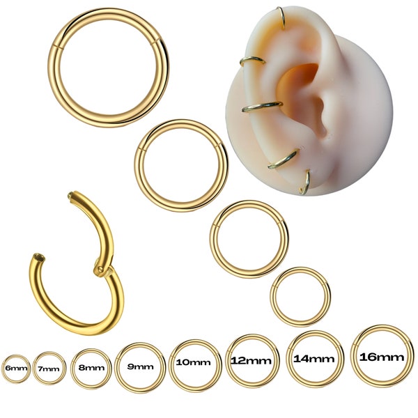 Anneau segmenté piercing anneau helix piercings acier chirurgical 316L doré - segment de charnière universel pour septum, nez, lèvre, oreille