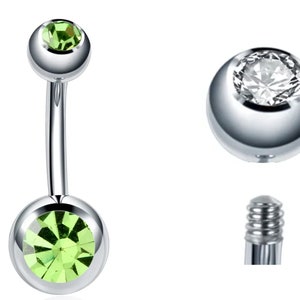 Belly Button Piercing 316L Surgical Steel Crystal Belly Button Ring / Silver / Rose Gold /Gold/ Navel Piercing / Navel Ring Peridot