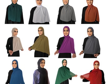 Medinah Hijab - Damen Hijab Kopftuch aus hochwertigem Chiffon, 180x70cm groß-Elegante Kopftücher für Damen-Stilvolles Muslimisches Kopftuch