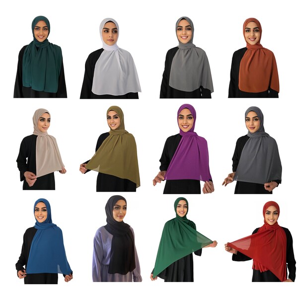 Medinah Hijab - Damen Hijab Kopftuch aus hochwertigem Chiffon, 180x70cm groß-Elegante Kopftücher für Damen-Stilvolles Muslimisches Kopftuch